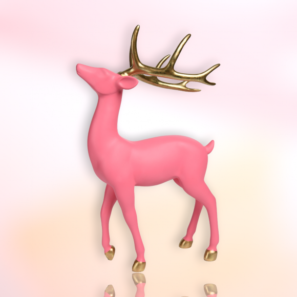 20&quot; Bright Pink Deer With Gold Antlers Christmas Decor *SHIPS WITHIN 15 DAYS*