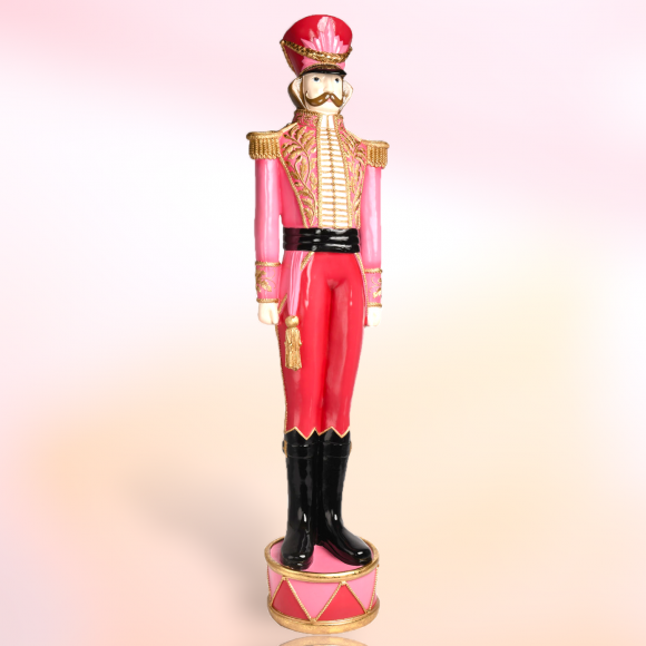 4 FT Pink/Gold Nutcracker on Drum Christmas Decor *SHIPS WITHIN 15 DAYS*