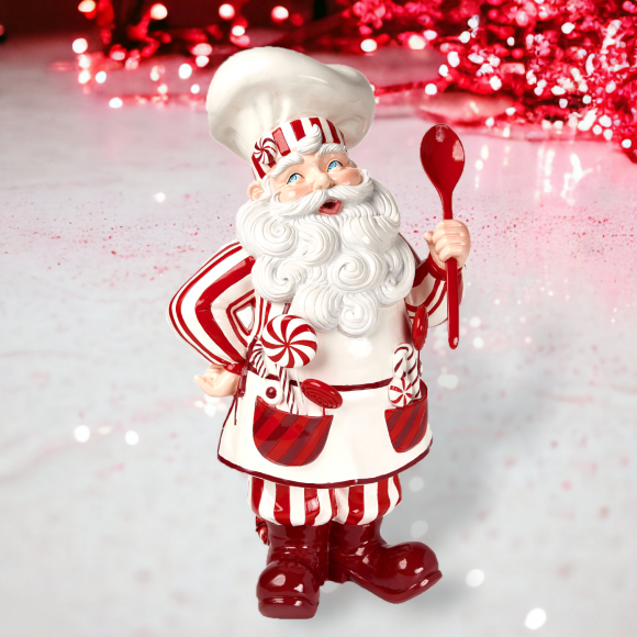 Peppermint Santa Baker Christmas Decor *SHIPS WITHIN 15 DAYS*