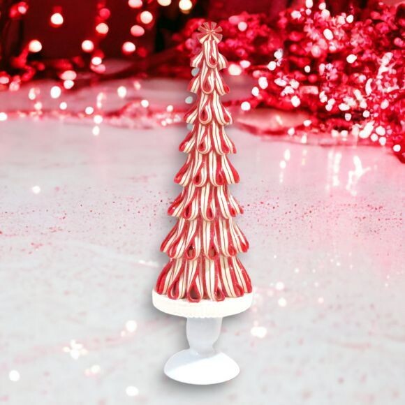 17in Peppermint Ribbon Tree Christmas Decor *SHIPS WITHIN 10 DAYS* NEW 2024