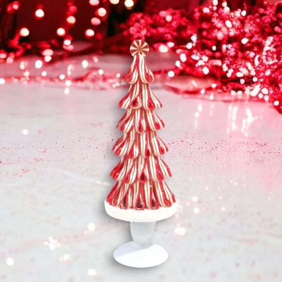 15&quot; Peppermint Ribbon Tree Christmas Decor *SHIPS WITHIN 10 DAYS* NEW 2024