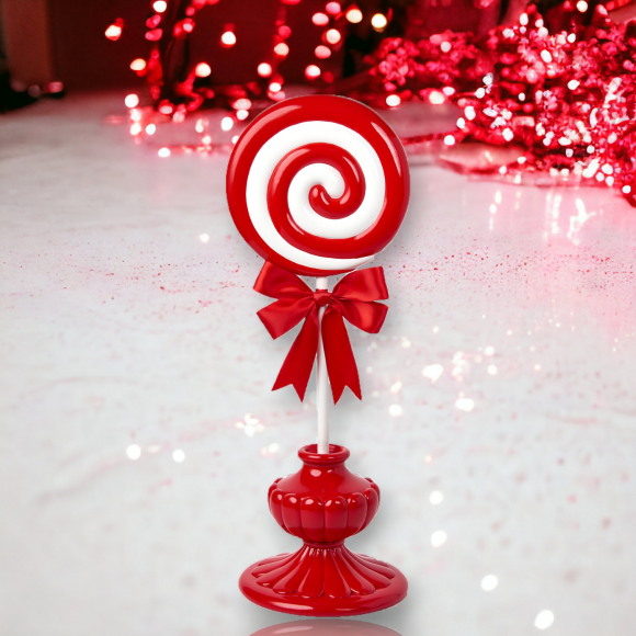 22in Peppermint Swirl Lollipop on Red Base Christmas Decor *SHIPS WITHIN 15 DAYS*