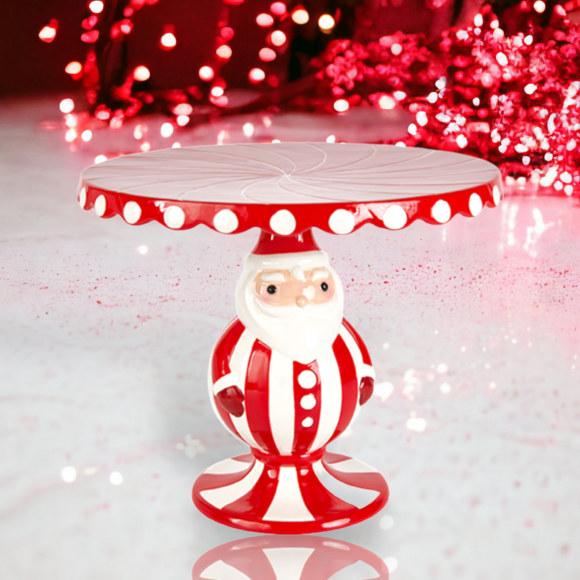 Candy Cane Santa Cake Server Christmas Decor *SHIPS WITHIN 15 DAYS*