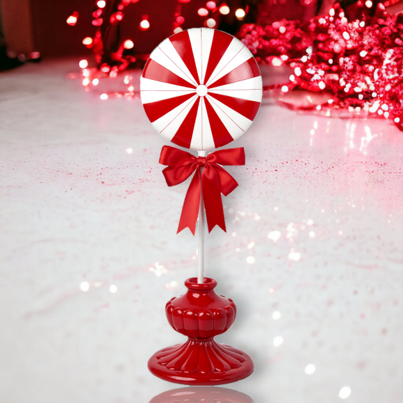 29in Peppermint Lollipop on Red Base Village Christmas Decor *SHIPS WITHIN 15 DAYS*