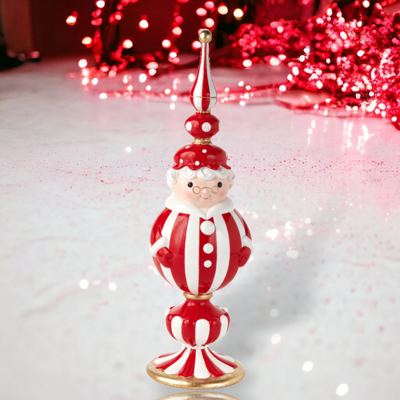 Peppermint Mrs. Claus Orb Christmas Decor *SHIPS WITHIN 10 DAYS*