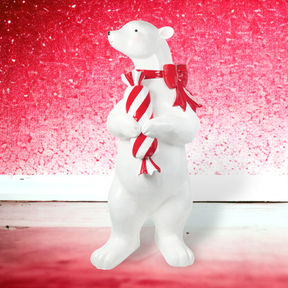 6Ft Standing Polar Bear With Candy Christmas Decor *SHIPS WITHIN 15 DAYS*