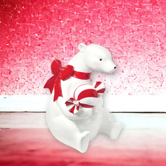 42&quot; Sitting Polar Bear With Candy Christmas Decor *SHIPS WITHIN 15 DAYS*