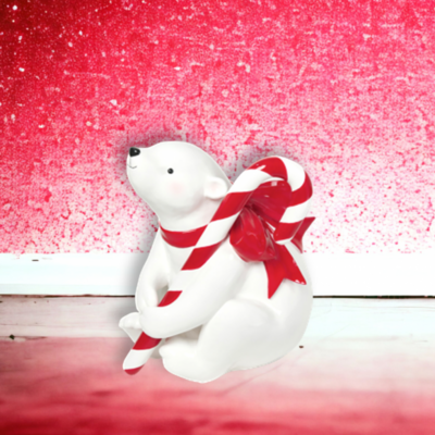 26&quot; Baby Polar Bear With Candy Christmas Decor *SHIPS WITHIN 15 DAYS*