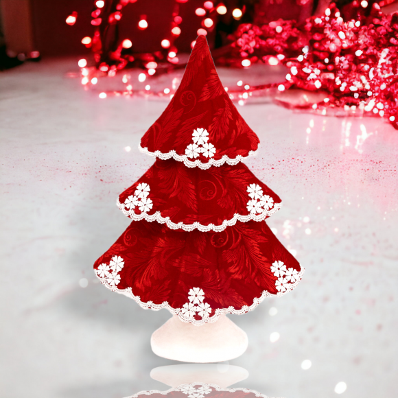 23&quot; Foam Red/Lace Tiered Tree Christmas Decor *SHIPS WITHIN 10 DAYS*