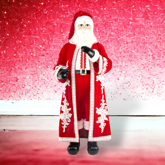 48&quot; Red/Lace Santa With Long Coat Christmas Decor *SHIPS WITHIN 15 DAYS*