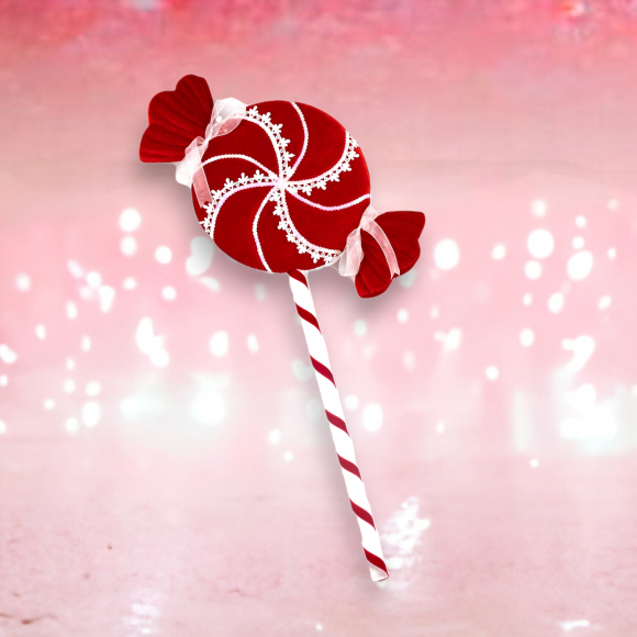 30&quot; Red/Lace Lollipop Pick Christmas Decor *SHIPS WITHIN 10 DAYS*