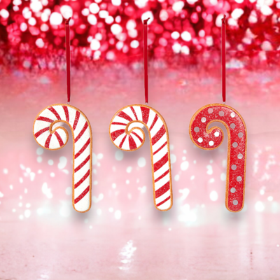 Candy Cane Ornaments Set of 6 Christmas Decor *SHIPS WITHIN 15 DAYS*