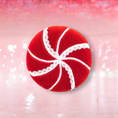12.5&quot; Red/Lace Round Candy Christmas Decor *SHIPS WITHIN 15 DAYS*