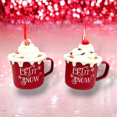 Hot Chocolate Mugs Ornaments Christmas Decor *SHIPS WITHIN 15 DAYS*