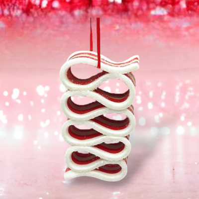 Red/White Ribbon Candy Ornament Christmas Decor *SHIPS WITHIN 15 DAYS*