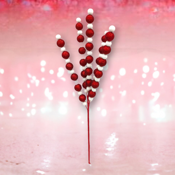 Styrofoam Red/White Ball Spray Christmas Decor *SHIPS WITHIN 15 DAYS*