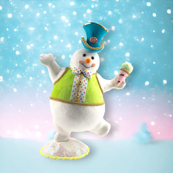 21&quot; Snowman With Green Vest Christmas Decor *SHIPS WITHIN 15 DAYS*