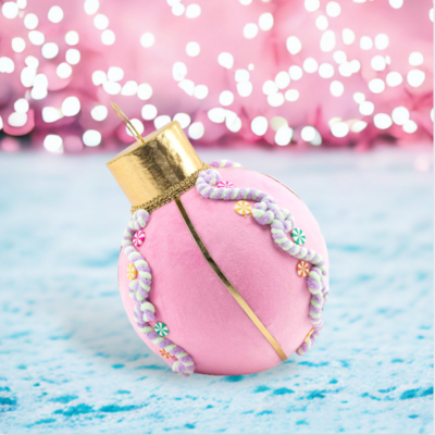 10&quot; Pink Bauble Tabletop Christmas Decor *SHIPS WITHIN 15 DAYS*
