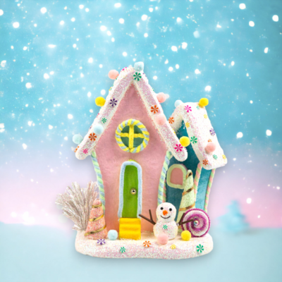 14&quot; Pink/Blue Candy House Christmas Decor *SHIPS WITHIN 15 DAYS*