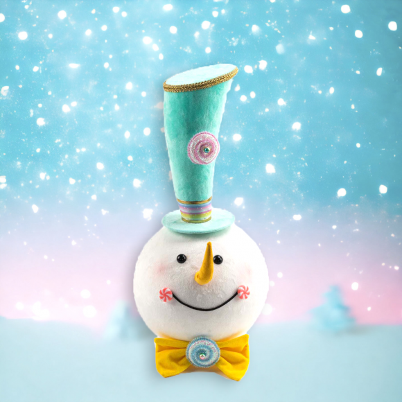 19&quot; Snowman Head With Blue Top Hat Christmas Decor *SHIPS WITHIN 15 DAYS*