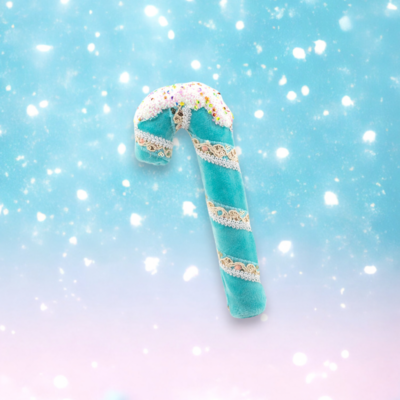 31&quot; Teal Candy Cane w/Snow Christmas Decor *SHIPS WITHIN 15 DAYS*