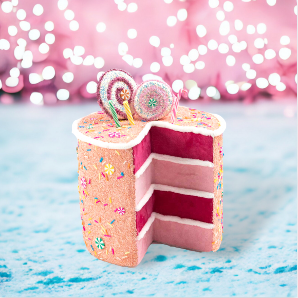9.5&quot; Orange Cake Slice Pink Layers Christmas Decor *SHIPS WITHIN 15 DAYS*