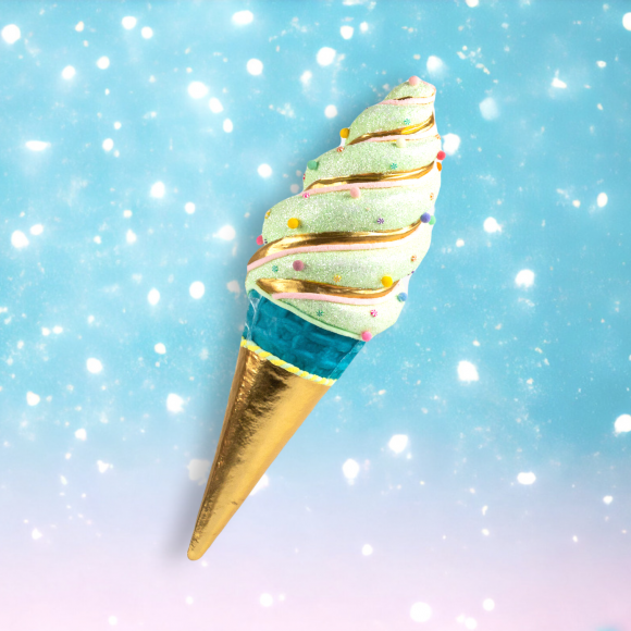 29.5&quot; Hanging Green/Gold Ice Cream Christmas Decor *SHIPS WITHIN 15 DAYS*