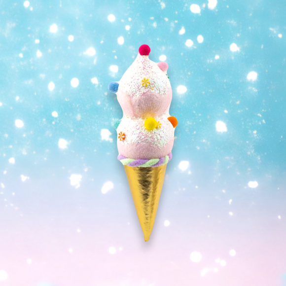 9&quot; Pink Double Scoop Ice Cream Ornament Christmas Decor *SHIPS WITHIN 15 DAYS*
