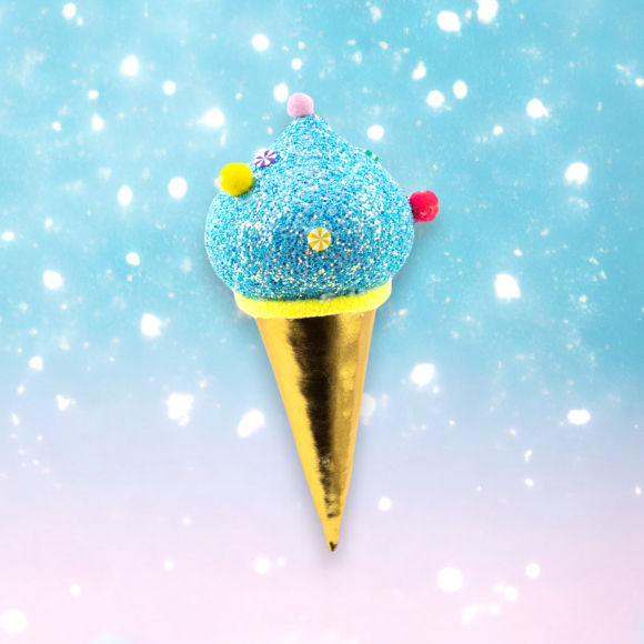 7&quot; Blue Hanging Ice Cream Cone Christmas Decor *SHIPS WITHIN 15 DAYS*