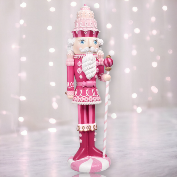 21.5&quot; Pink Candy Nutcracker With Staff Christmas Decor *SHIPS WITHIN 15 DAYS*