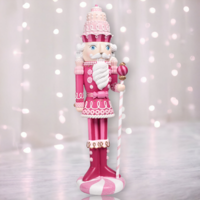21.5&quot; Pink Candy Nutcracker With Staff Christmas Decor *SHIPS WITHIN 15 DAYS*