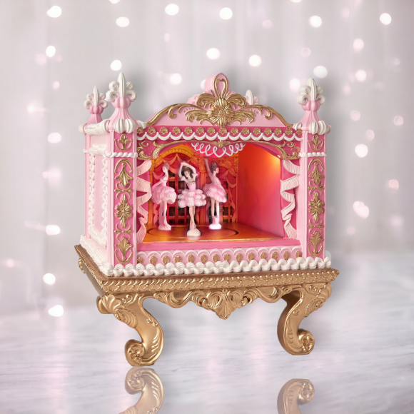 11.5 Pink Nutcracker Theatre With LED Christmas Decor *SHIPS WITHIN 15 DAYS*