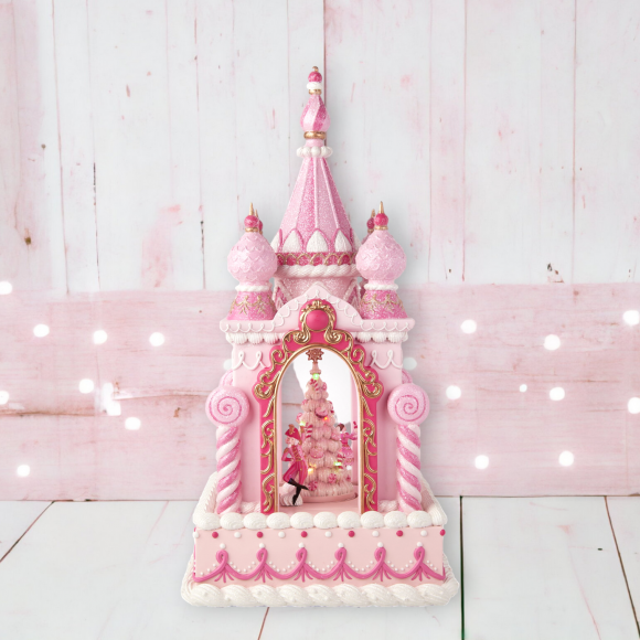 22&quot; Pink Castle With LED Christmas Decor *SHIPS WITHIN 15 DAYS*