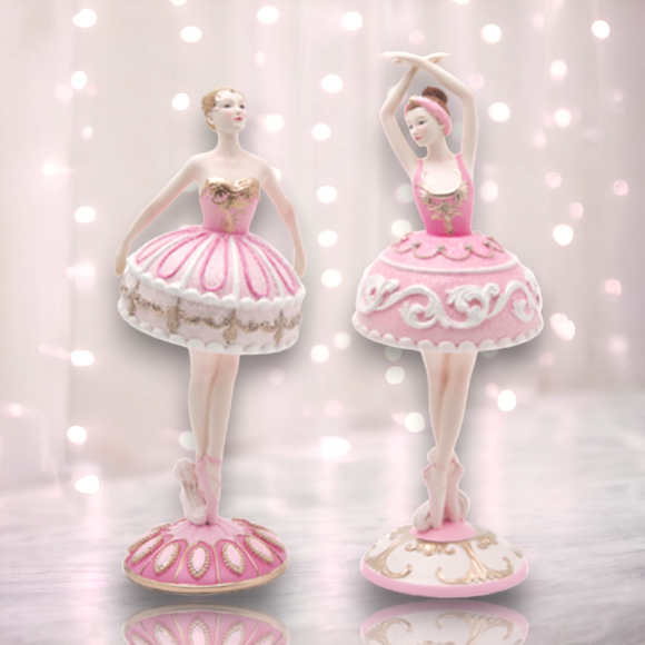 Set Of 2 Cake Ballerinas Christmas Decor *SHIPS WITHIN 15 DAYS*