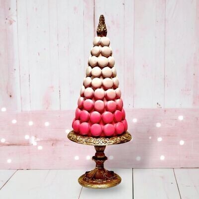 Pink Macaron Tree With Gold Base Christmas Decor *SHIPS WITHIN 15 DAYS*