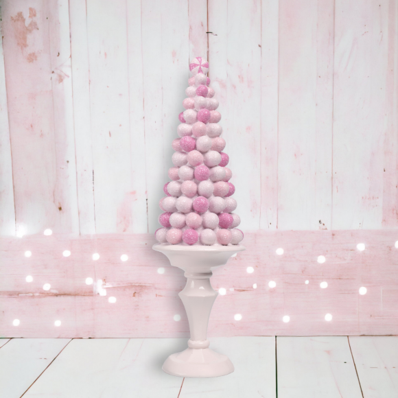 12.5&quot; Pink Candy Gumdrop Tree Christmas Decor