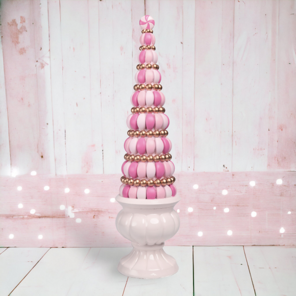 21&quot; Pink Candy Potted Tree Christmas Decor