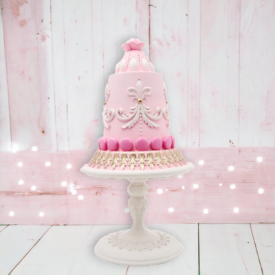 16.5&quot; Pink Dome Cake On Stand Christmas Decor
