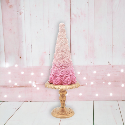 12.5&quot; Pink Rosette Tree Christmas Decor *SHIPS WITHIN 15 DAYS*