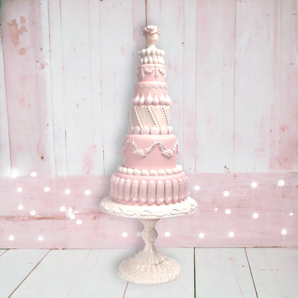 23&quot; Pink Tiered Cake on Pedestal Christmas Decor *SHIPS WITHIN 15 DAYS*