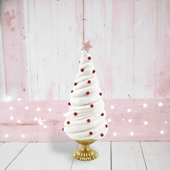12.5&quot; White Frosting Swirl Tree Christmas Decor *SHIPS WITHIN 15 DAYS*