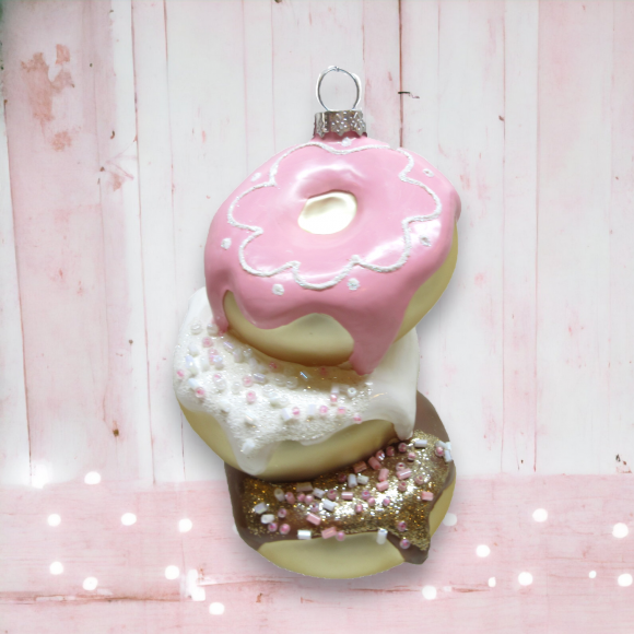 Stacked Donuts Ornaments Set Of 2 Christmas Decor *SHIPS WITHIN 15 DAYS*