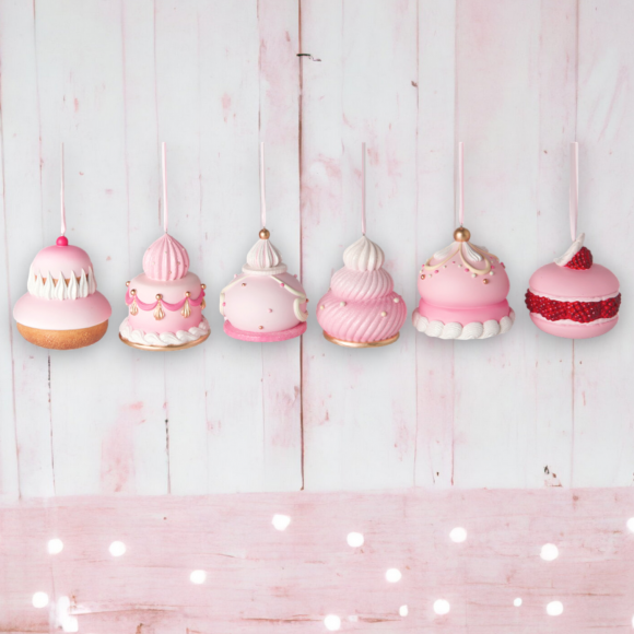 Set Of 6 Pastry Ornaments Christmas Decor *SHIPS WITHIN 15 DAYS*