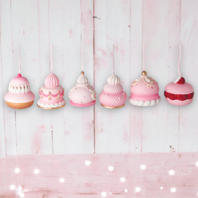 Set Of 6 Pastry Ornaments Christmas Decor *SHIPS WITHIN 15 DAYS*
