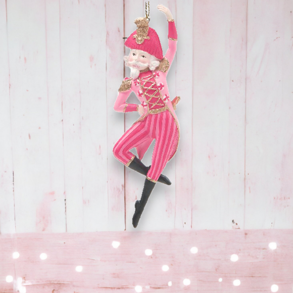 Pink Nutcracker General Ornaments Set Of 2 Christmas Decor *SHIPS WITHIN 15 DAYS*
