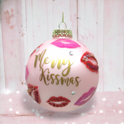 Lipstick Kisses Orb Ornaments Christmas Decor