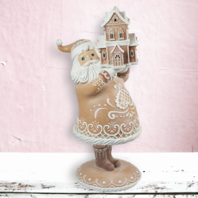 45&quot; Gingerbread Santa With House Christmas Decor *SHIPS WITHIN 15 DAYS*