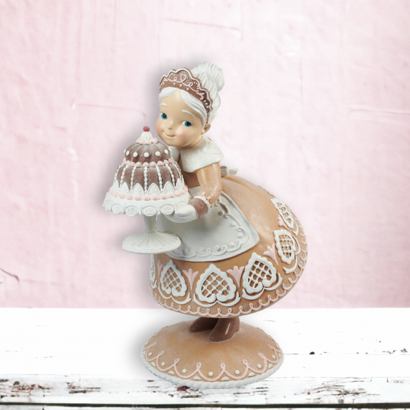 36.5&quot; Gingerbread Mrs. Claus With Cake Christmas Decor *SHIPS WITHIN 15 DAYS*