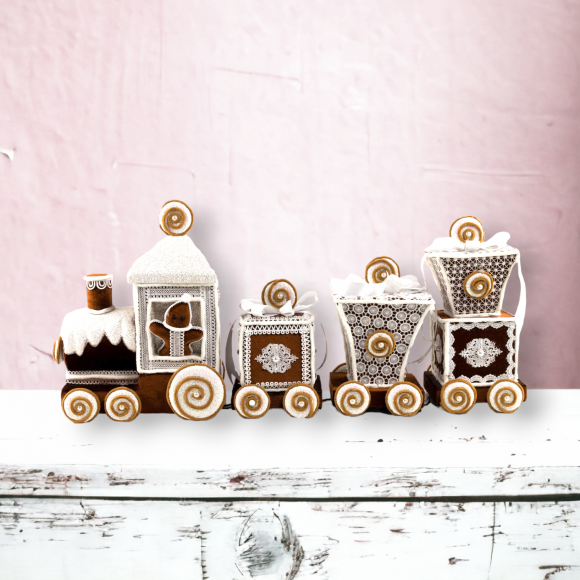 32&quot; Gingerbread Lace Train Christmas Decor *SHIPS WITHIN 15 DAYS*