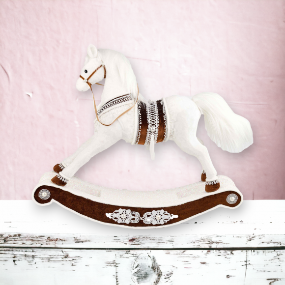 26&quot; Gingerbread Lace Rocking Horse Christmas Decor *SHIPS WITHIN 15 DAYS*